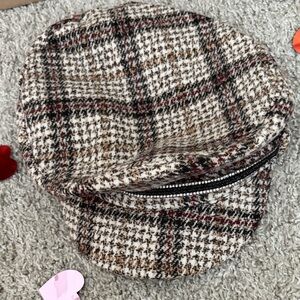 Plaid Newsboy Cap with Rhinestone Detail